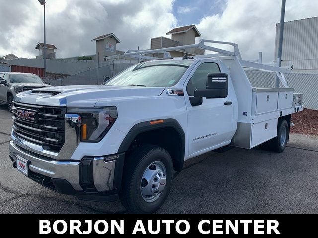 2026 GMC Sierra 3500 HD Chassis Cab Pro in Summit White — front three-quarter view
