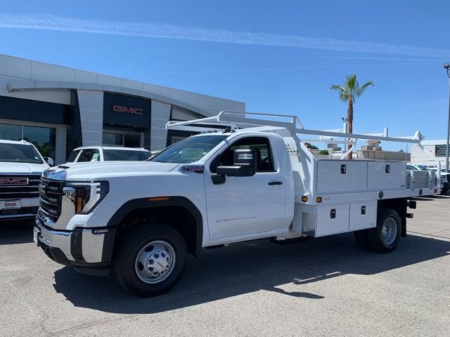 2026 GMC Sierra 3500 HD Chassis Cab Pro in Summit White — front three-quarter view