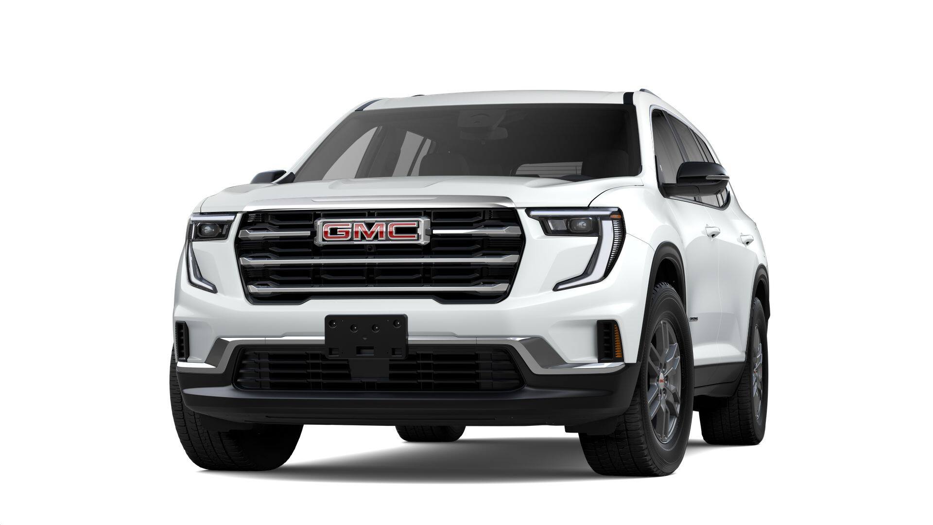 2026 GMC Acadia Elevation in Summit White — front three-quarter view