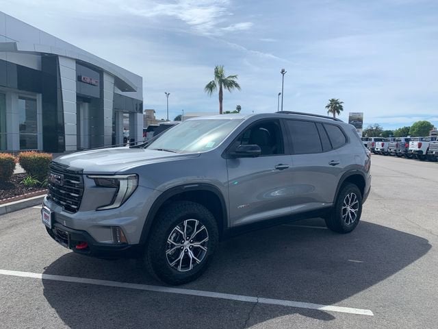 2026 GMC Acadia AT4 in Sterling Metallic — front three-quarter view