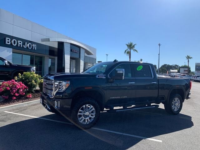 2023 GMC Sierra 2500 HD Denali in Hunter Metallic — front three-quarter view