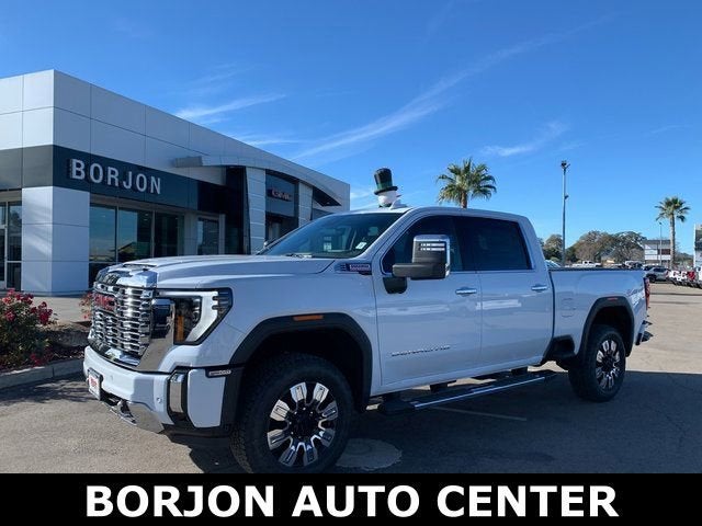 2026 GMC Sierra 2500 HD Denali in Glacier White Tricoat — front three-quarter view