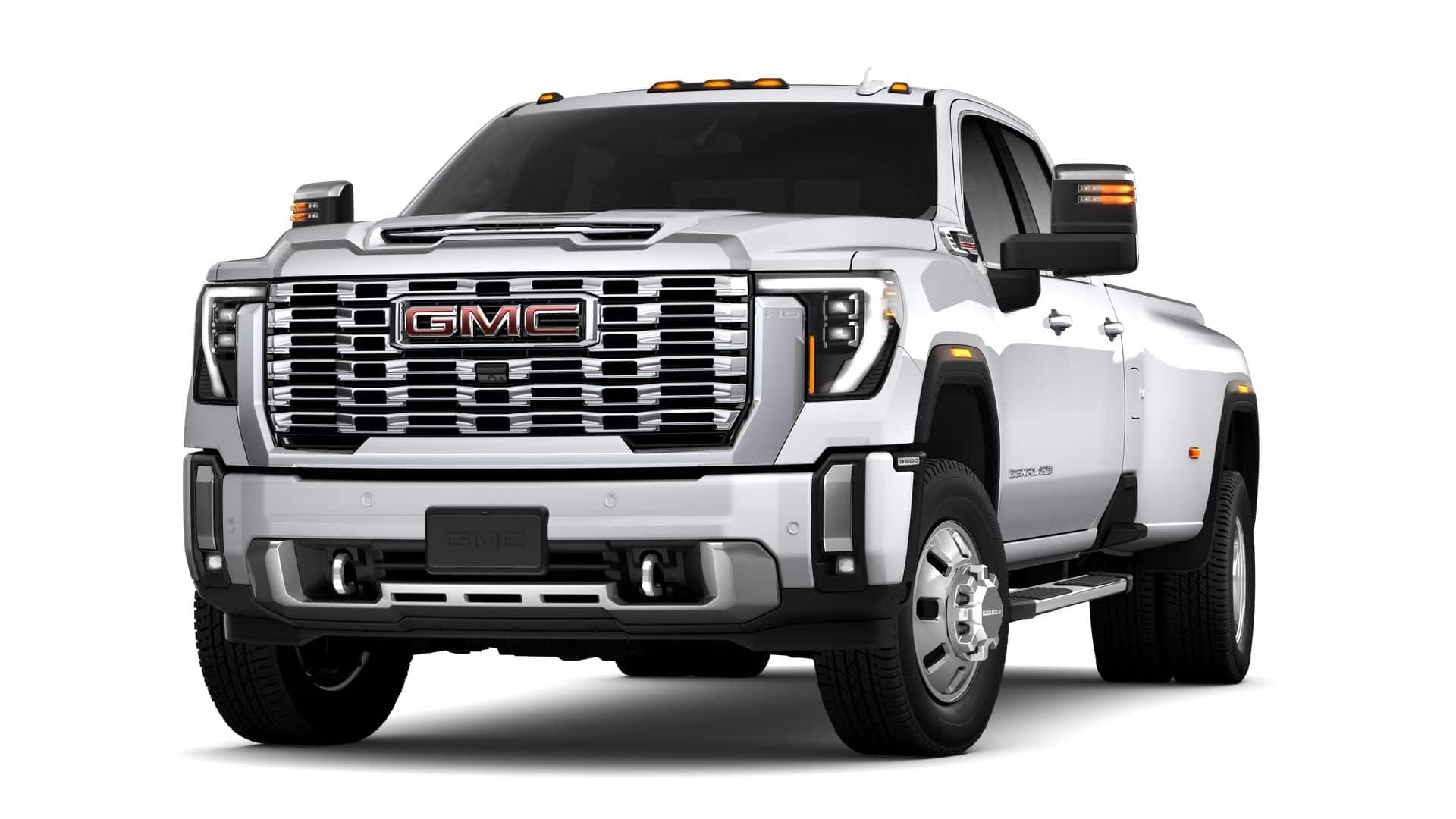 2026 GMC Sierra 3500 HD Denali DRW in Summit White — front three-quarter view