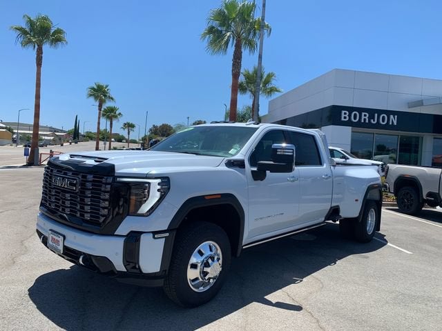 2026 GMC Sierra 3500 HD Denali Ultimate DRW in Glacier White Tricoat — front three-quarter view